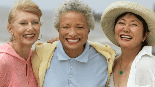 The female friends smiling
