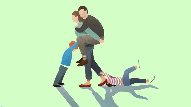 Woman carrying her whole family through emotional labor