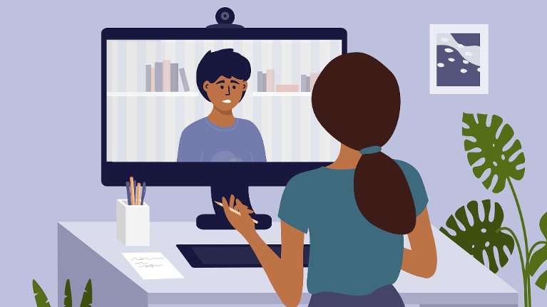 Person in telehealth therapy in Seattle.
