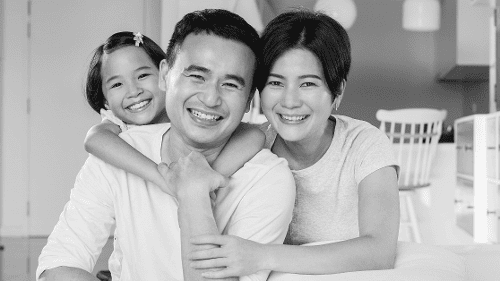 Family of mother, father, and child