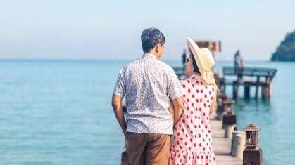 Midlife couple walking together