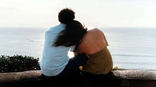 Couple in Seattle looking at the water